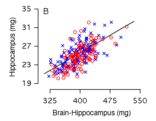 Figure 2B: Correlation of brain weight and hippocampal weight